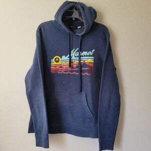 Marmot Hoodie Sweatshirt Mountains Colorful Kangaroo Pocket